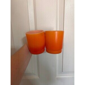 vintage Anchor Hocking Fire-King stacking mugs. orange milk set of two